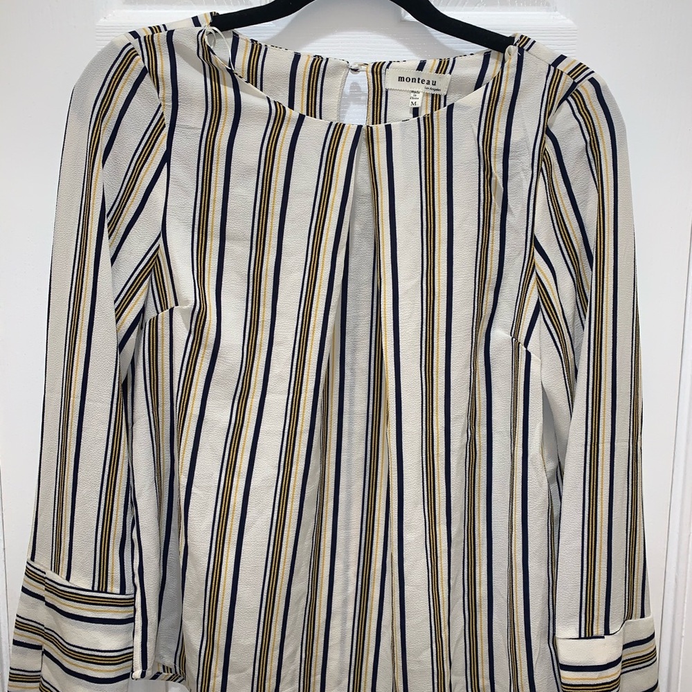 Monteau Striped Long Sleeve Top